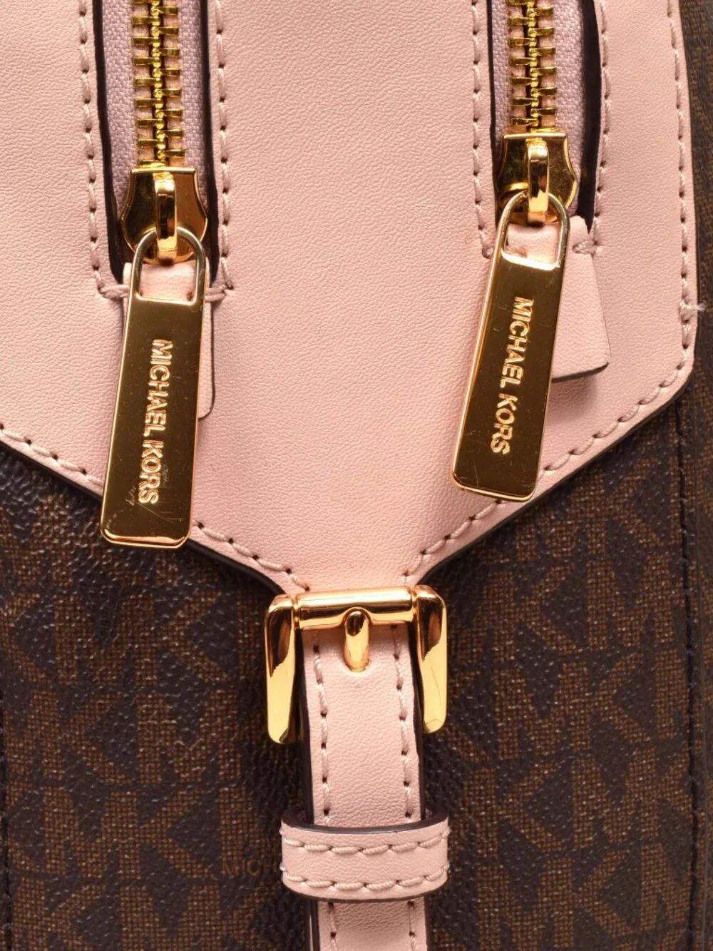 Michael Kors Jaycee Medium Logo Backpack Brown Pink Print